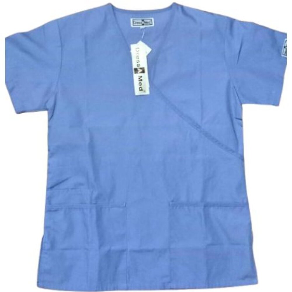 New Dress A Med Women's Uniform Scrub Top - Slim Fit! 5 Pocket (Ceil Blue) (XS)